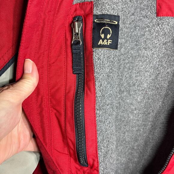 VTG Y2K Abercrombie & Fitch Red Gray Performance Waterproof Full Zip Winter L - Picture 6 of 14